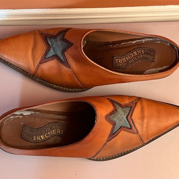 SKETCHERS -  Leather Y2K Western Boot Slides with denim star detail - Size 8 - Picture 7 of 11